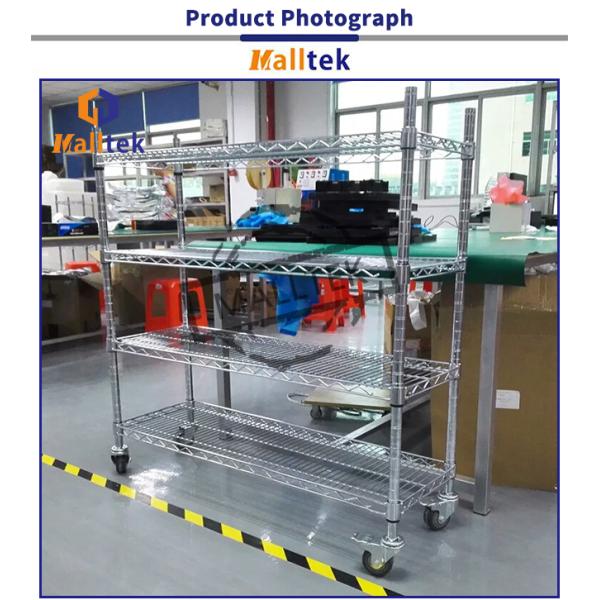 Optional Layer Height Wire Mesh Shelving Commercial Wire Shelving With 4 Wheels