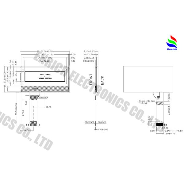 2.3 Inch Graphic LCD Module 128x32 Dot Martix Custom LCD Display