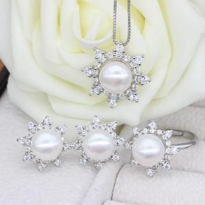 Best Freshwater Pearl Jewelry Sets With Necklace Earring Ring wholesale
