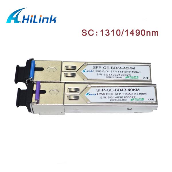 1000BASE-BX 1.25G SFP Transceiver 1310nm/1490nm 40KM BIDI SFP LC/SC Gigabit Ethernet Module