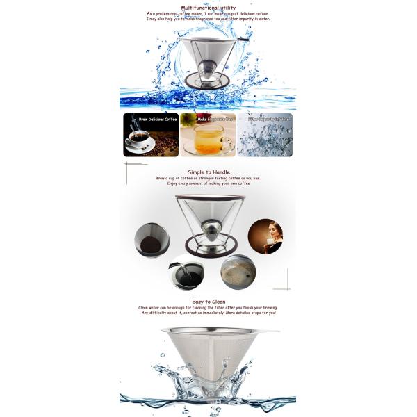 Lightweight Reusable Coffee Maker Gift Set With Stainless Coffee Filter And Brush