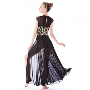Best MiDee Best Sell Lyrical Dance Costumes Dresses Floral Sequins Leotard Cap Sleeves Leg Opening wholesale
