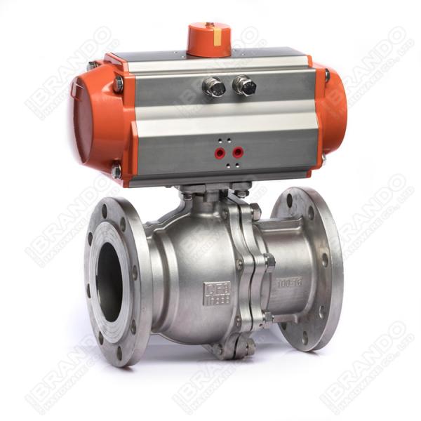 DN25 1'' Air Actuated Pneumatic Three Way Ball Valve Stainless Steel