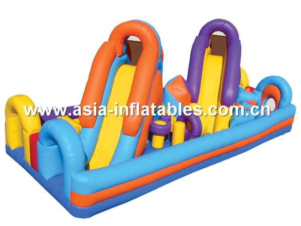 Cheap Inflatable Obstacle Challenges Course With Double Slides for sale