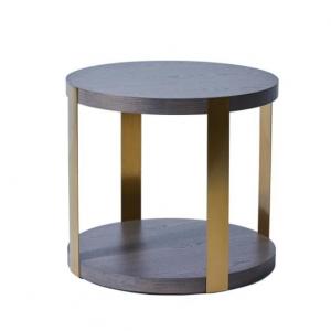 Best Luxury Round Wooden Top Stainless Steel  Coffee Table Sturdy 72x64cm wholesale