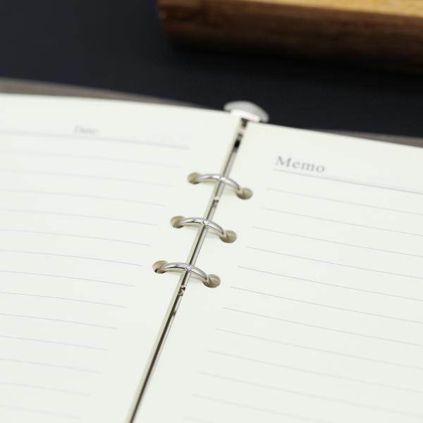 Wood Grain Refillable Journal Binder , 6 Ring A5 Organiser 100g Offset Inner Paper