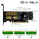3 In 1 Msata And M.2 NGFF NVME SATA SSD To PCI-E 4X And SATA3 Adapter With