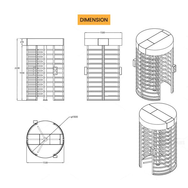 Single Channel RFID Card Full Height Turnstile OEM ODM