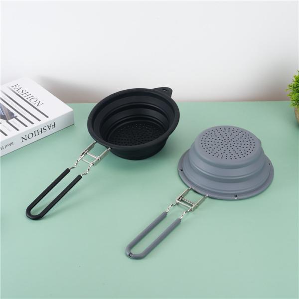 BPA Free Silicone Collapsible Colander With Handle New Kitchen Essentials Strainer Drainer Perfect For Draining Fruit