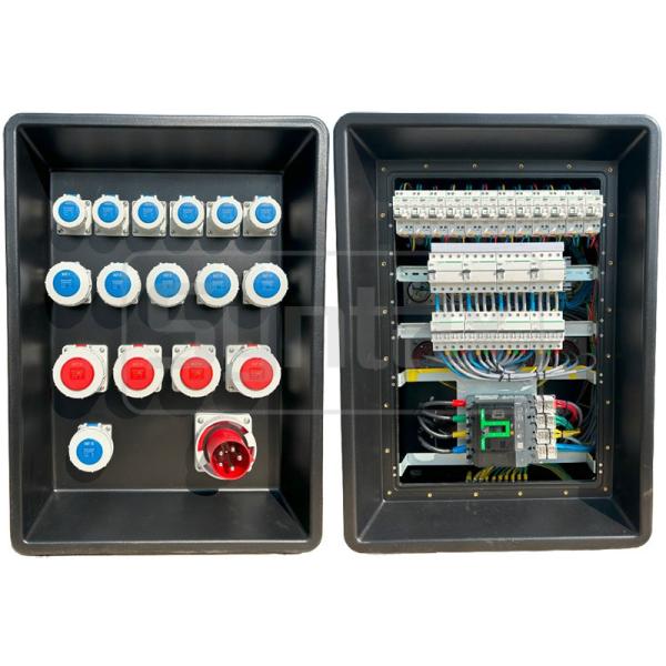 Cheap Syntax MD4 Three Phase 125A IP67 Waterproof HDPE Power Distro With Schneider Breakers And PowerSyntax Industrial Plugs and Sockets 630x430x900mm for sale