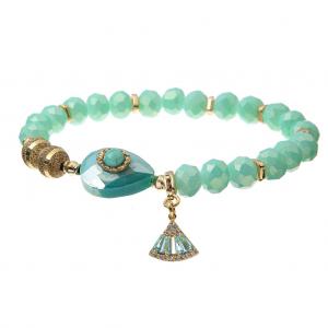 Best Pearl Turquoise Pastel Stretchy Crystal Bracelets with Glass Glazed Beads String wholesale