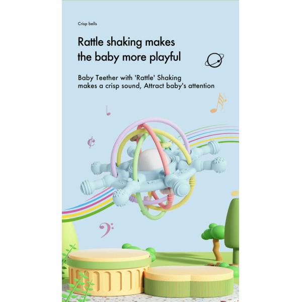 Long Lasting Manhattan Ball Rattle Silicone Teething Toy Light Purple For Safe And Sustainable Playtime