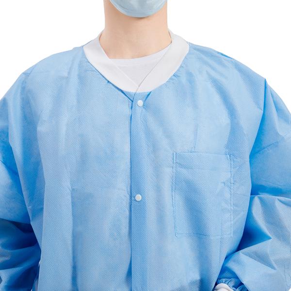 Single Collar PP Disposable Lab Coats ISO13485 Standard