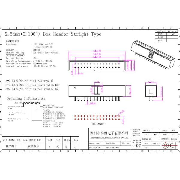 Dual Row 50P Gold Stamping Box Header Connector Brass Straight Wire To Board Conenctor