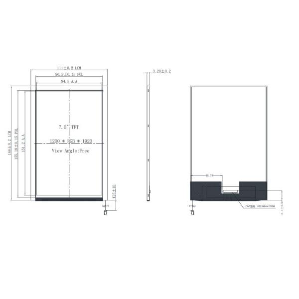 High Brightness HD TFT LCD Display 7 Inch 1500nits With MIPI Interface