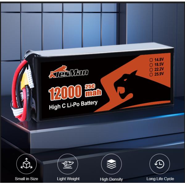 23.1V Lithium Polymer High Voltage FPV Drone Battery 6S 12000mAh 30C 70C with XT60 Connector