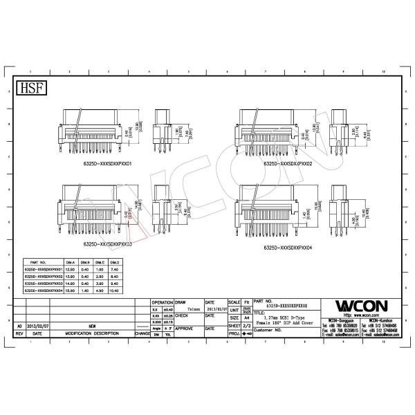 1.27mm board to board connector, female, stacking height mating with 6320D 68 pins