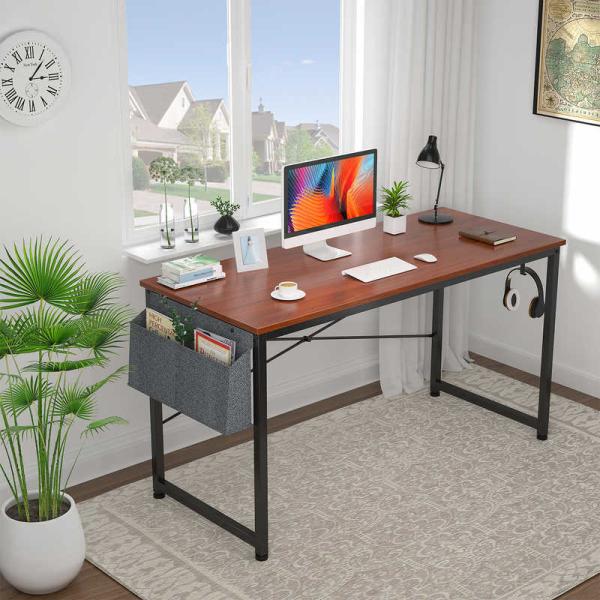 Teak Color W47" D23.8" MDF Home Office Computer Table Fashionable