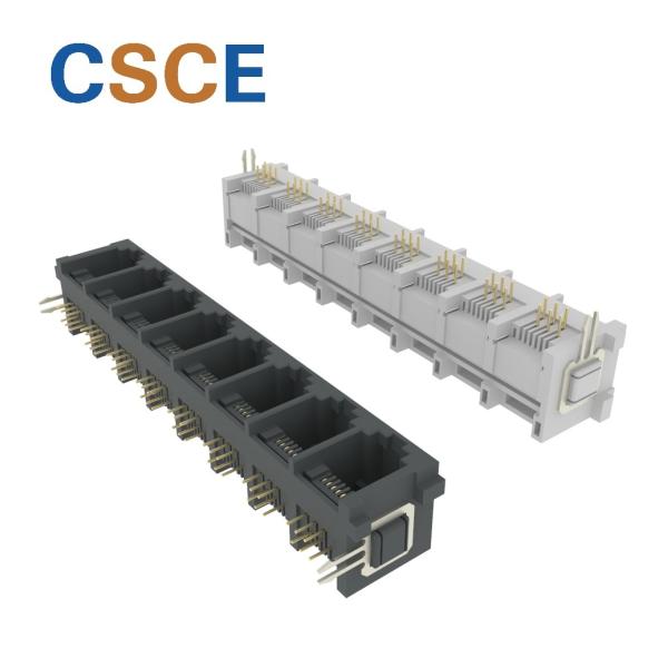 1 X 8 Port Telephone Connector RJ11 , 90 Degrees RJ11 PCB Connector Rated