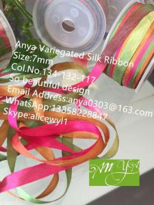 Best 7mm 134-132-117#  variegated silk ribbon,multicolor ribbon,rainbow 100% silk ribbon,ribbon,embroidery ribbon wholesale
