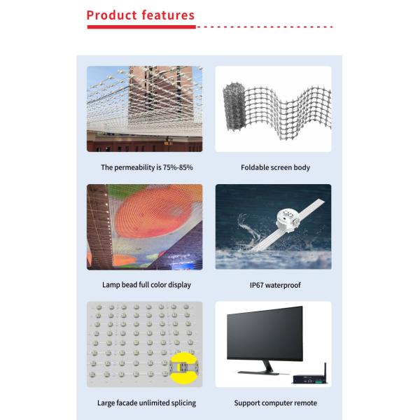 T20-2LEDs Mesh LED Pixel Screen CE RoHS FCC Outdoor Transparent High Brightness