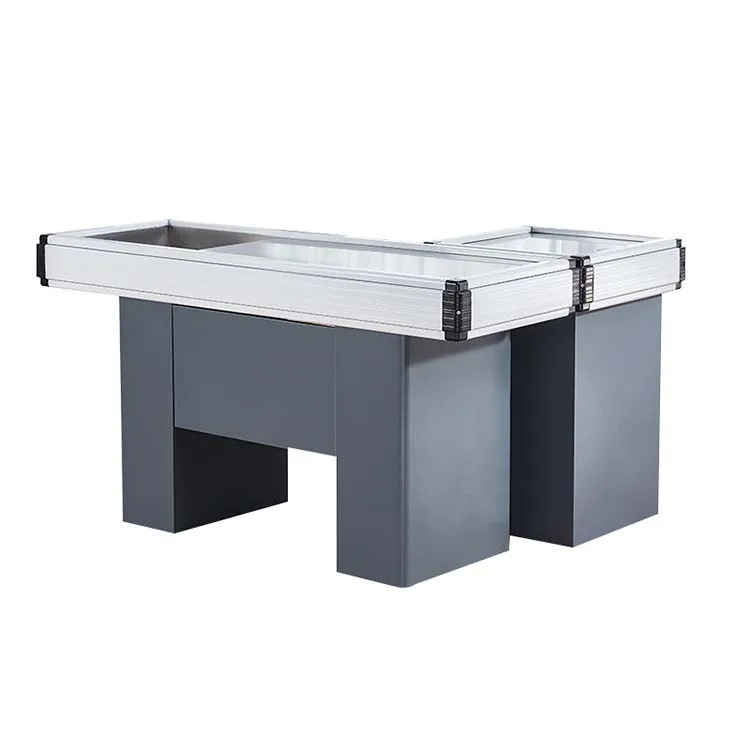 Eco Friendly Supermarket Cashier Desk Custom Logo Metal Material