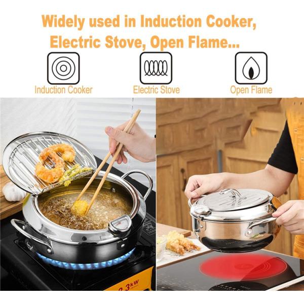 Custom Deep Frying Pots Restaurant Kitchen Fryer Pot Round Body Designed