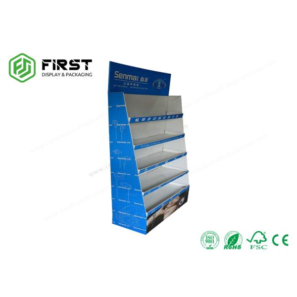 Custom Glossy Printed Logo Corrugated Paper Floor Display Stand For Exhibitions