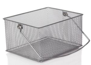 Rectangular 370mm Lengh 250mm Width Wire Mesh Storage Baskets With Handle