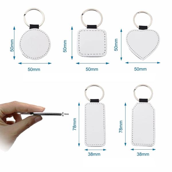 Custom Printing PU Leather Sublimation Keychain Blanks Heat Transfer Key Rings
