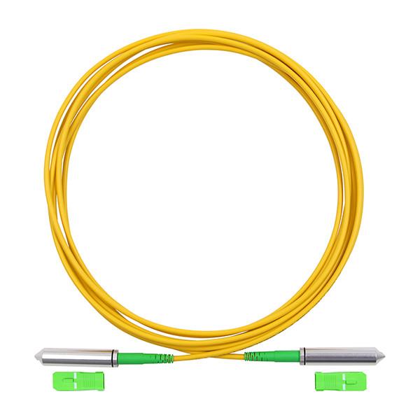 Cheap Pullable SC APC To SC APC Patch Cable Simplex Single Mode OS2 OFNR 3.0mm Yellow for sale
