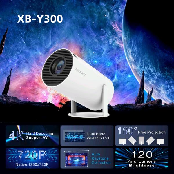 Cheap 8G ROM Storage 4K HD Projector with Quad-core ARM Cortex-A53 CPU and Mali-G31 GPU for sale