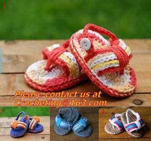 China Slippers Baby crochet shoes crochet Cotton Crochet monkey Slippers Houseshoes pink green on sale