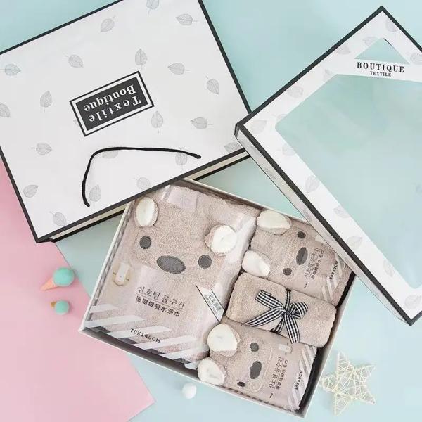 Custom Logo Quick Dry 4 Piece Bath Towel Set Soft Touch Hand and Face Print Luxury Towel Set for All Ages