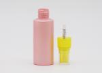 Flat Shoulder Pink PET 50ml Small Plastic Spray Bottles Refillable With Yellow