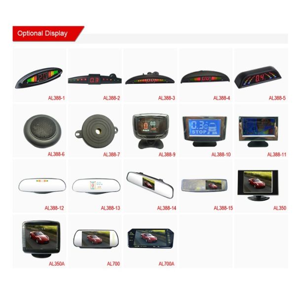 Car Reverse Parking Sensor Rainproof And Crescent LED 3 Colors 7 Bands