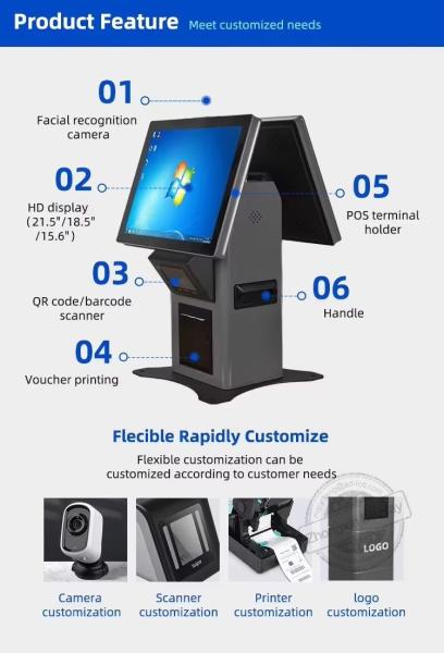 Cheap 15.6" Touch Screen Windows POS Payment Kiosk with Double Sided Self Service Order Tablet and Incell Capacitive Touch for sale