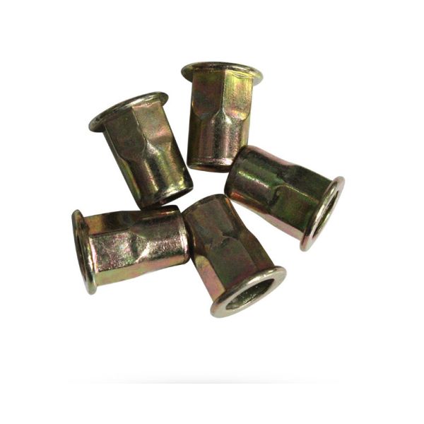 Half Hex Flat Round Head Rivet Nuts Heavy Duty Twist Resistant With Zinc Plated