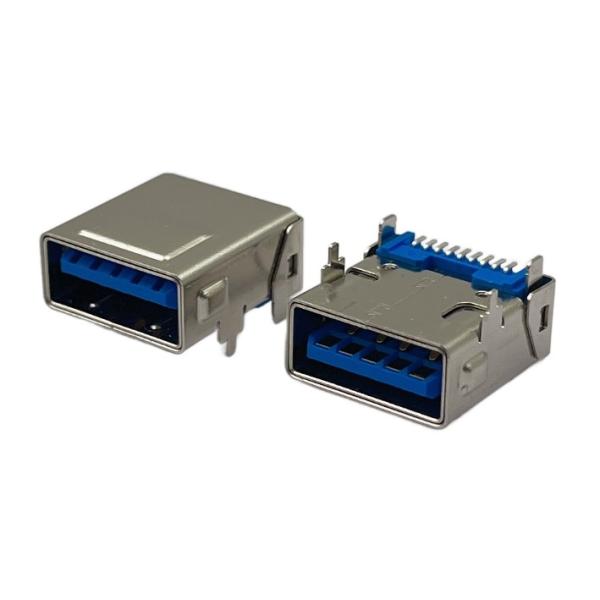Cheap USB3.1 STD Socket Connector R/A T/H CH 4.10mm Double Shells RoHS Compliant and Hoalogen Free for sale