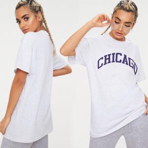 Best Chicago plus size women T  shirt grey wholesale