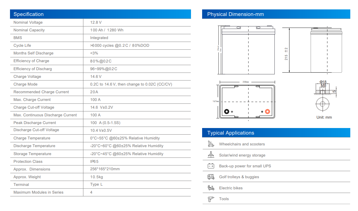 Lead acid battery to lithium battery 12V/50AH/100AH/150AH/200AH series