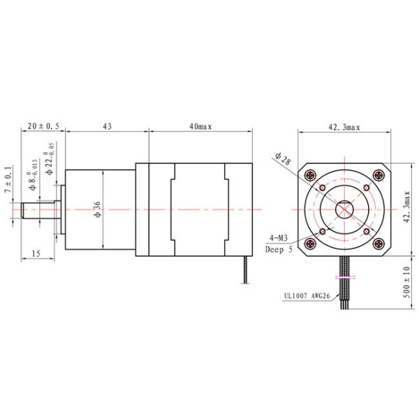 NEMA 17 Stepper Motor with Gearbox 100/1 40mm body with CE