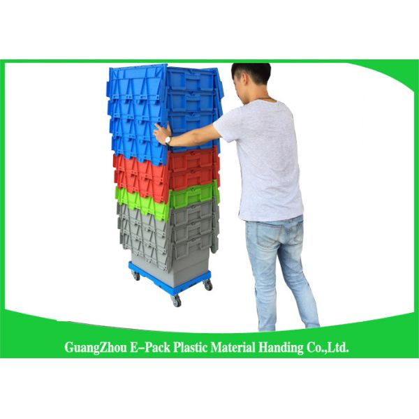 Industrial Plastic Attached Lid Containers , 600*400mm Assorted Height