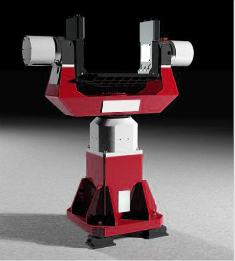 The three-axis turntable generates motion excitations such as angular position,