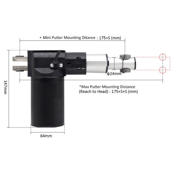 Linear Putter 24v Dc Motor 50W Stroke 500mm 6000 N Window Opener