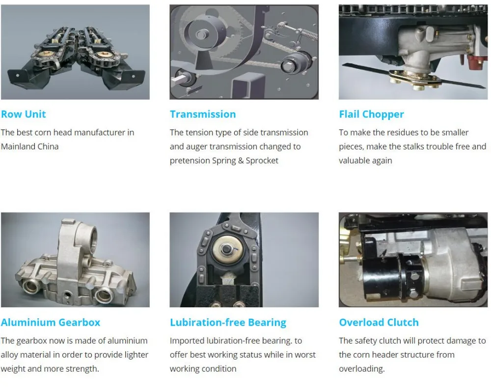 Durable Harvester Combine Corn Header 8 Rows high wear resistent