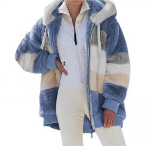 Best                  Winter Warm Women&prime;s Jacket Plush Patchwork Zipper Women&prime;s Coats Casual Hooded Loose Jacket for Women              wholesale