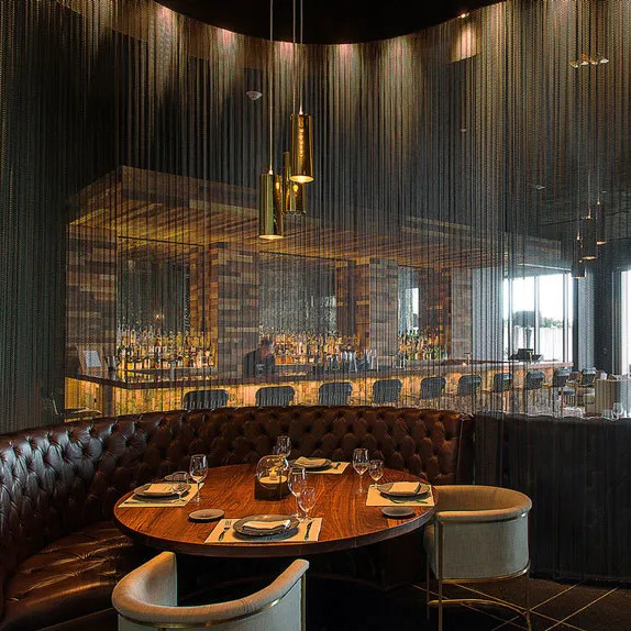 Window Location Metal Coil Drapery Anodized With 7x7 Rope Construct