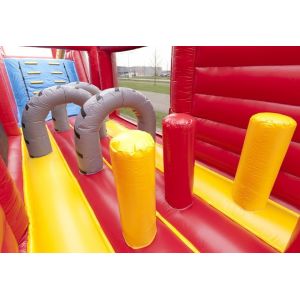 Funny Fire Truck Bounce House Obstacle Course With Climbing Wall