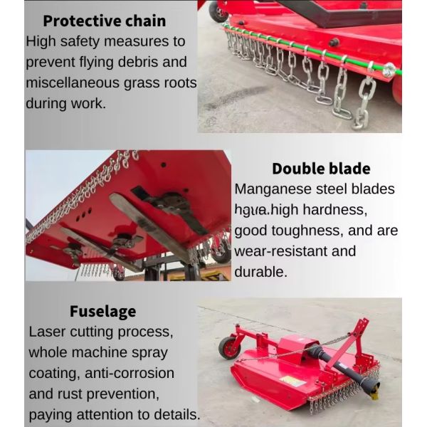 Farm Equipment Tractor Weeder Crushing Grass Rotary Blade Lawn Slasher Bush Hose Cutter